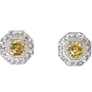 Judith Ripka Canary Yellow Crystal and White Topaz Casablanca Stud Earrings